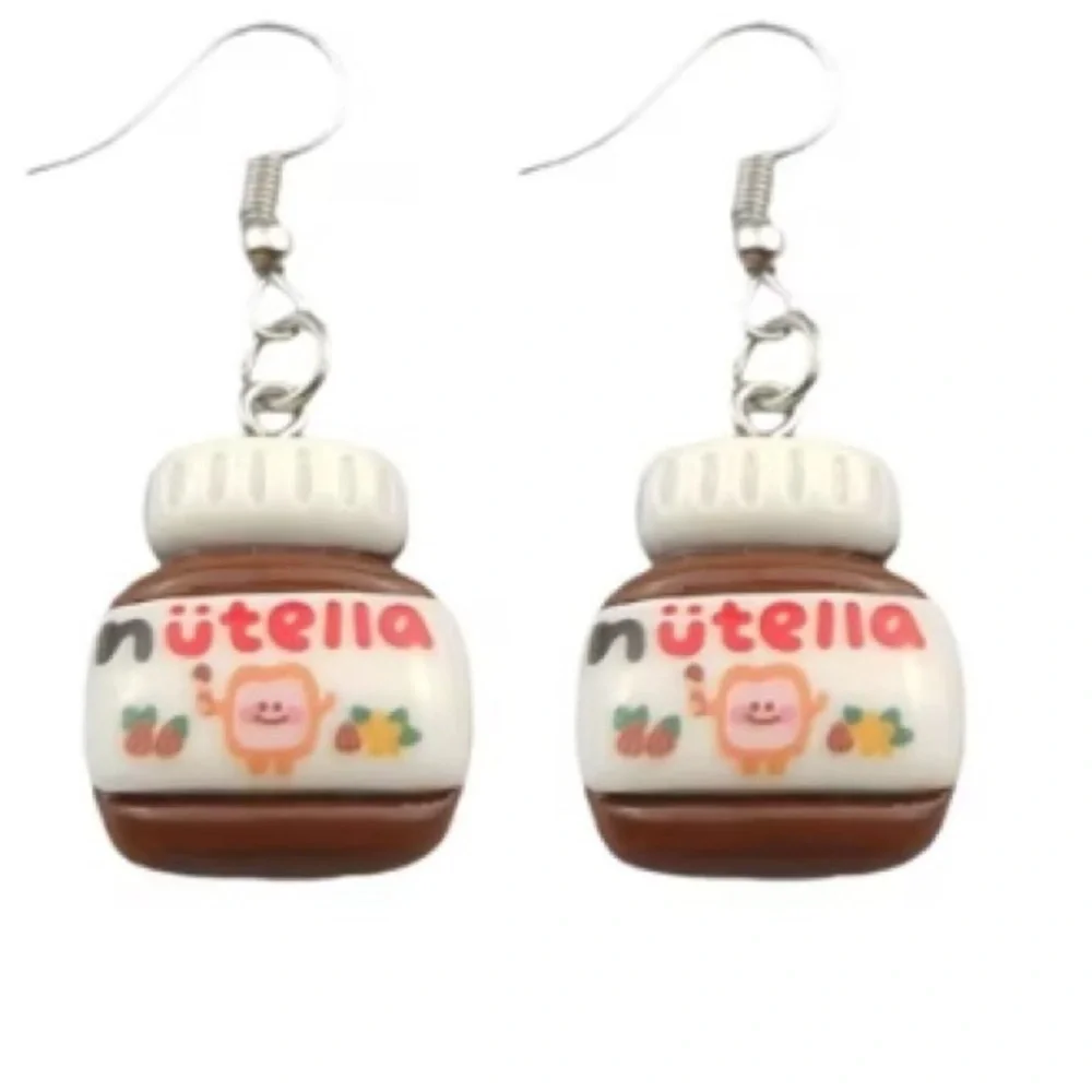 NWT - Nutella hazelnut chocolate spread earrings set - 1 inch x 0.5 inch